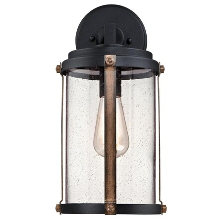 Westinghouse Fixture Wall Outdoor 60W Armin, Textured Black Barnwood Clear Seeded Glass 6358800